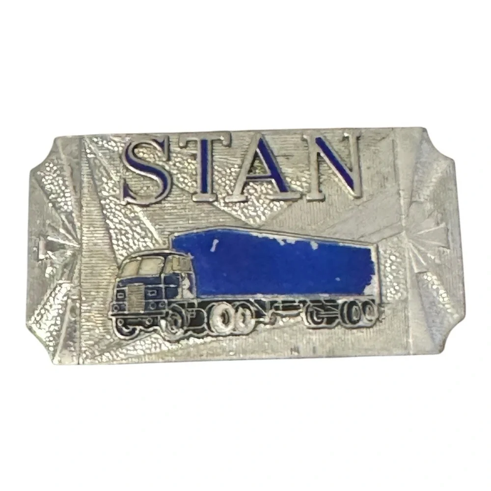 Vintage Trucking Belt Buckle Art Deco Silver Tone Hook-Fast